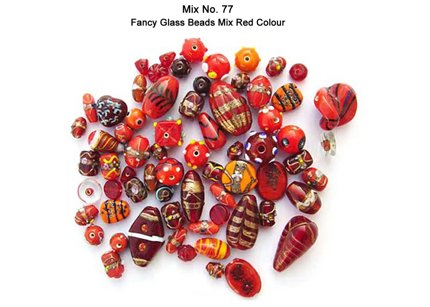 Fancy Glass Beads in Red color